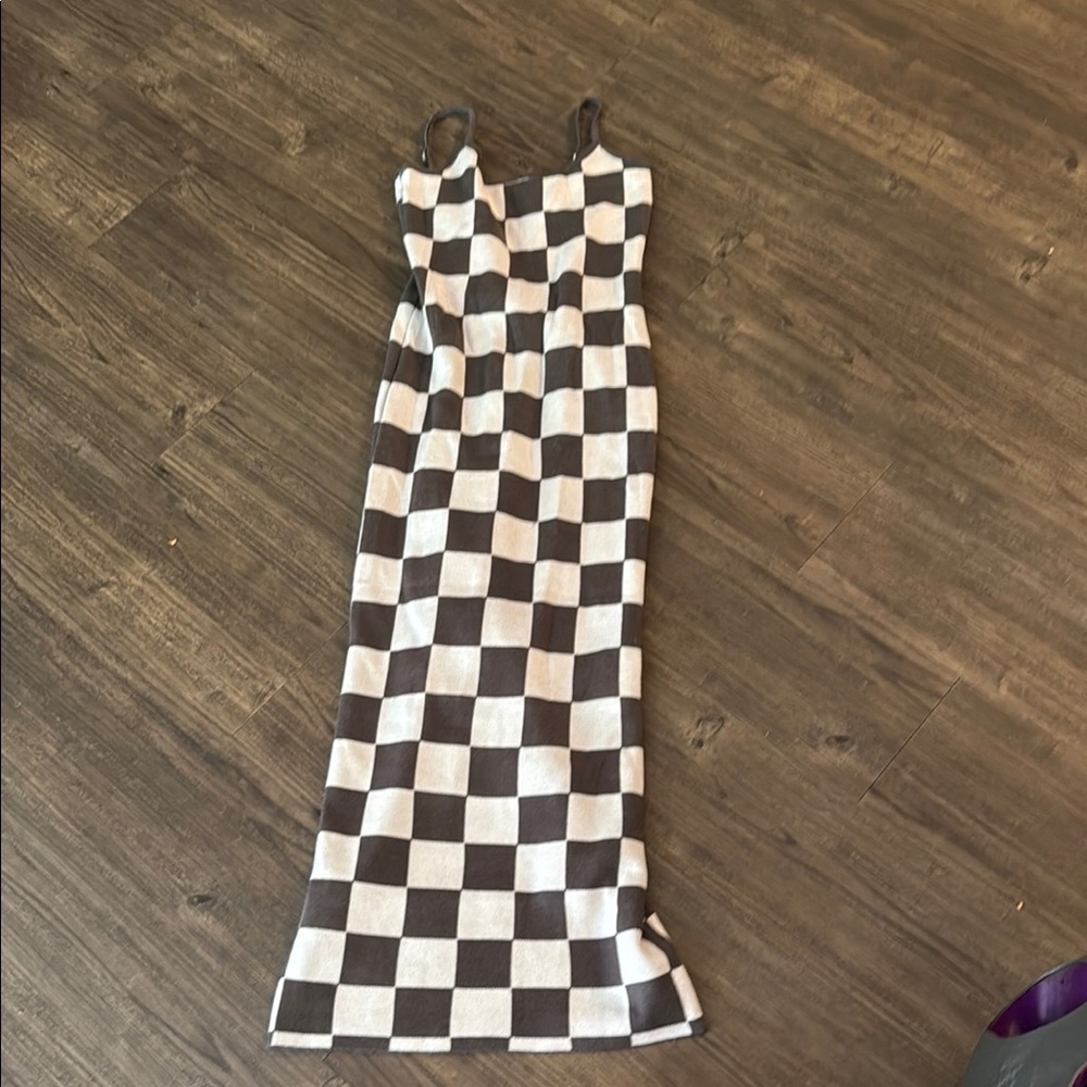 Checkered Black and White Maxi Dress